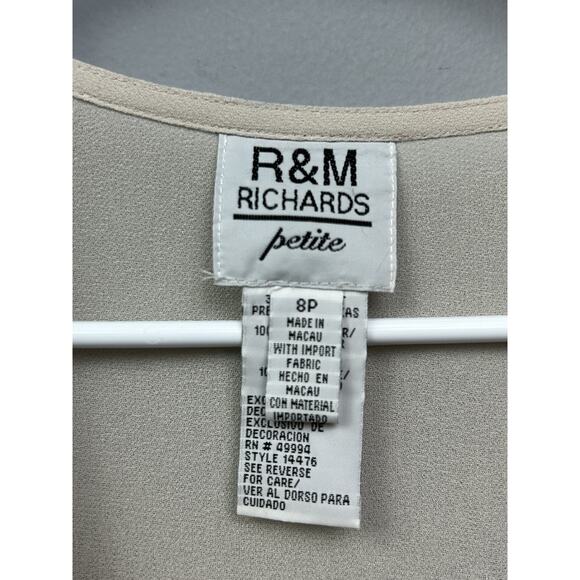 R&M Richards Blazer Womens 8P Beige Chiffon Lightweight Sheer Open Front Jacket - Picture 4 of 6